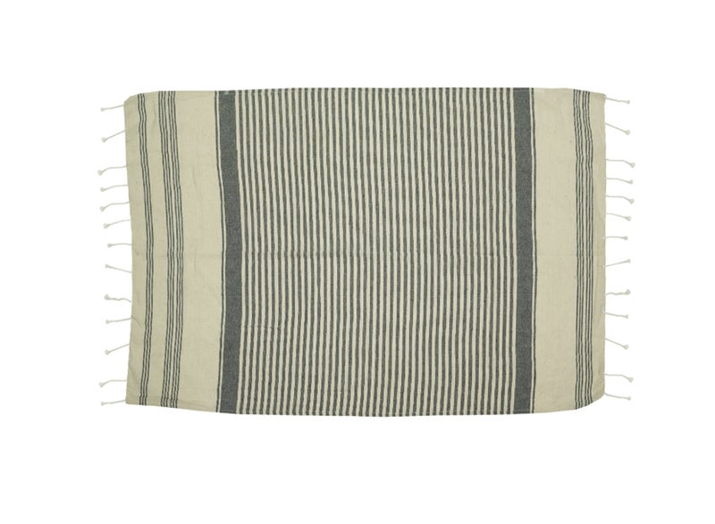 Ambrosia منشفة شاطئ وبيكيني تركية/فوتا 90x180 سم من بولي قطن رمادي - Image 1